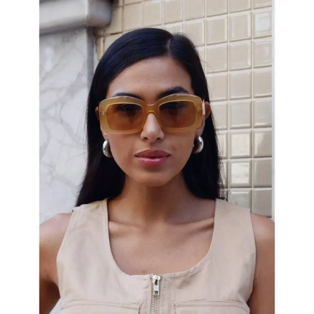 Tom Ford VENETIA Men Sunglasses Yellow Brown Rectangle FT1218 39E NEW AUTHENTIC